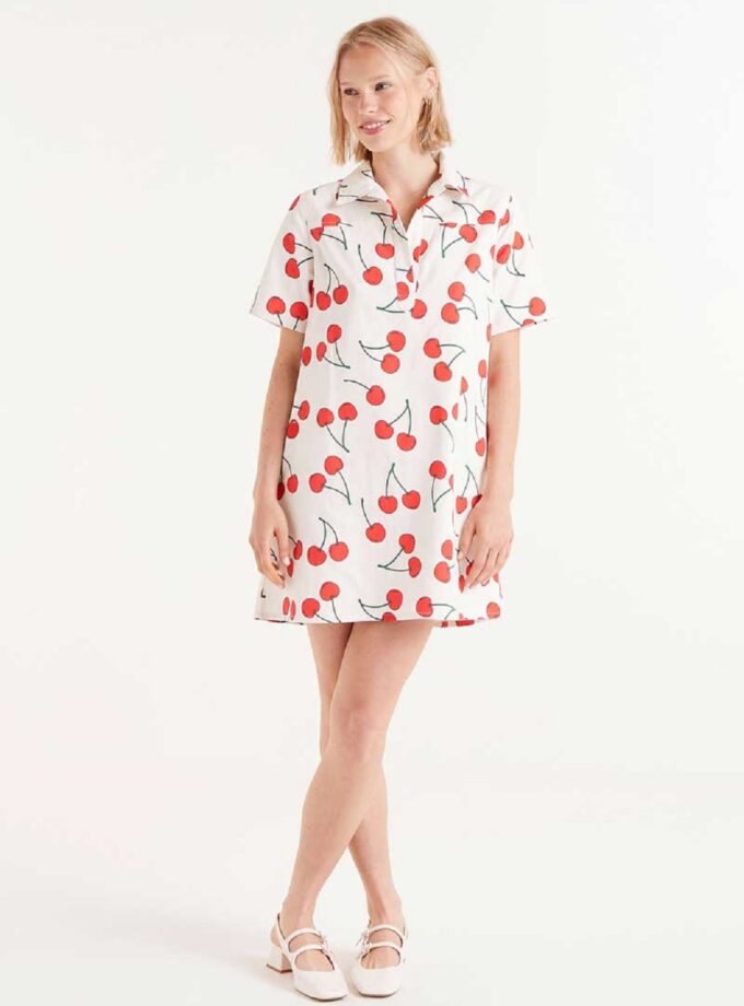 Short cherry print dress lovebyhands.gr