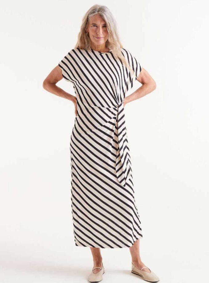 Piano striped print midi dress lovebyhands.gr