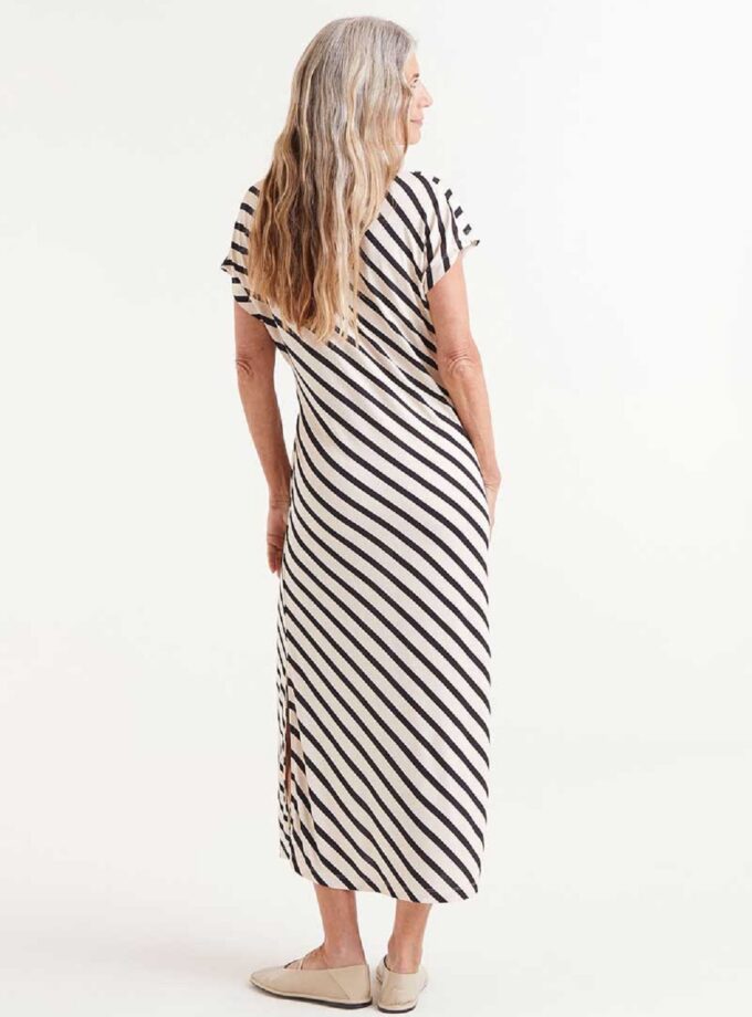 Piano striped print midi dress lovebyhands.gr