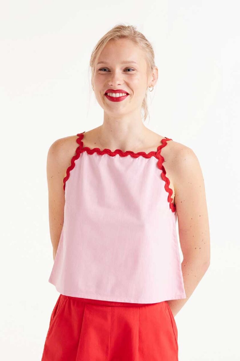 Pink picunela strappy top lovebyhands.gr