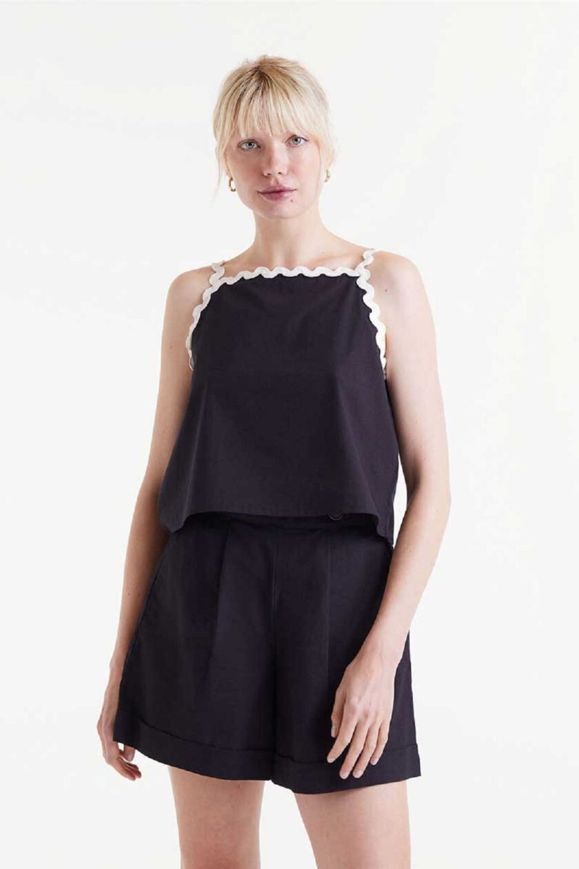 Black picunela strappy top lovebyhands.gr