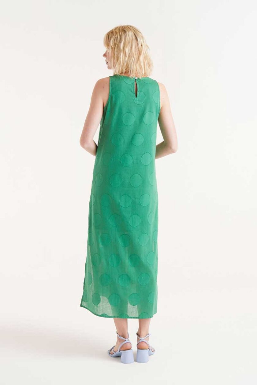 Long dress with green circle print lovebyhands.gr