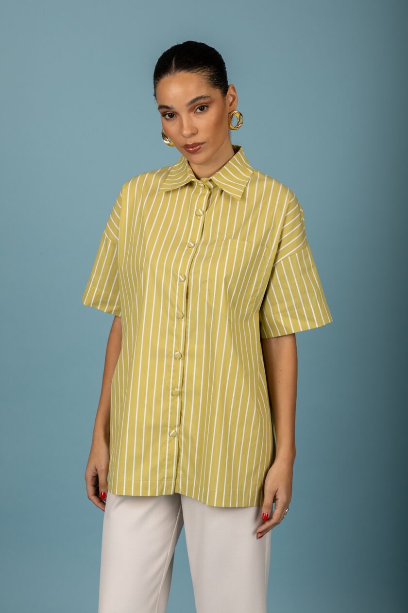 Benjamin oversize shirt -Lime lovebyhands.gr