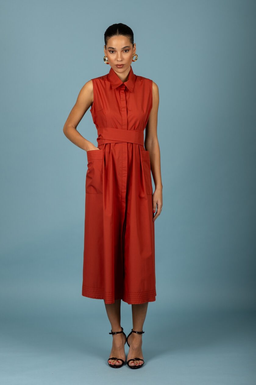 Rebecca dress - Red Brown lovebyhands.gr