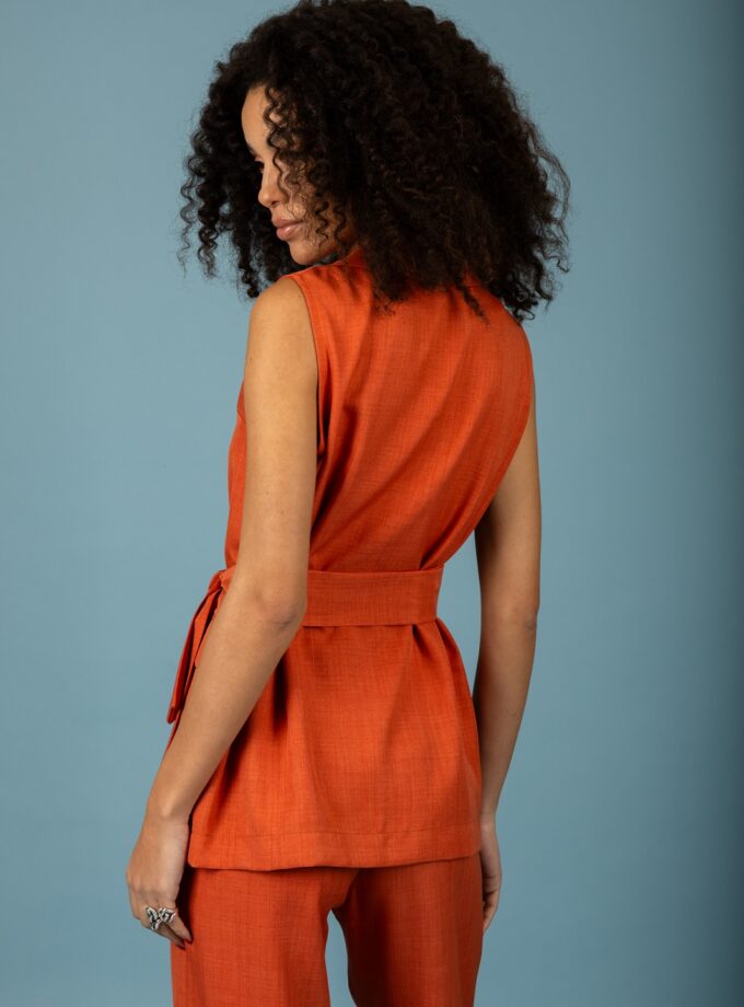 Alessandro sleeveless blazer - Burnt Orange lovebyhands.gr