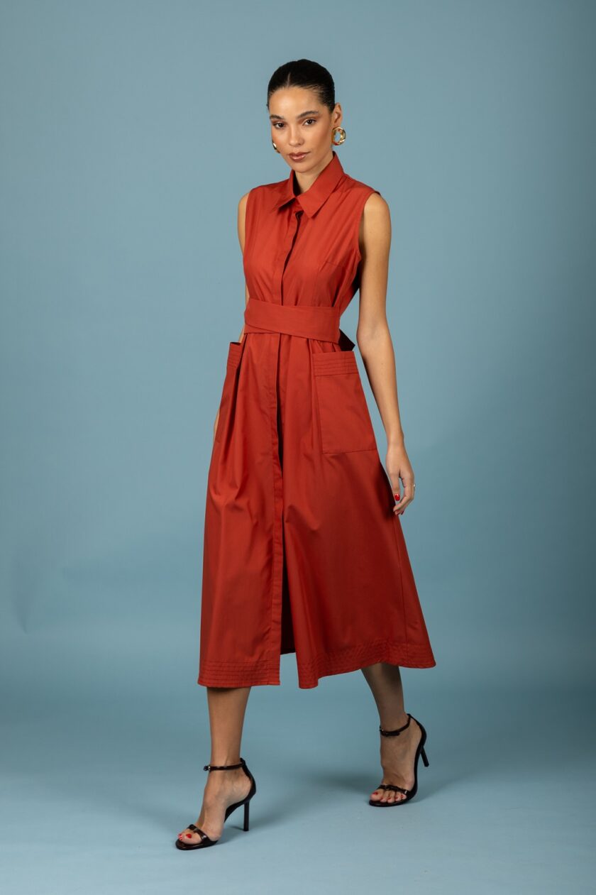 Rebecca dress - Red Brown lovebyhands.gr