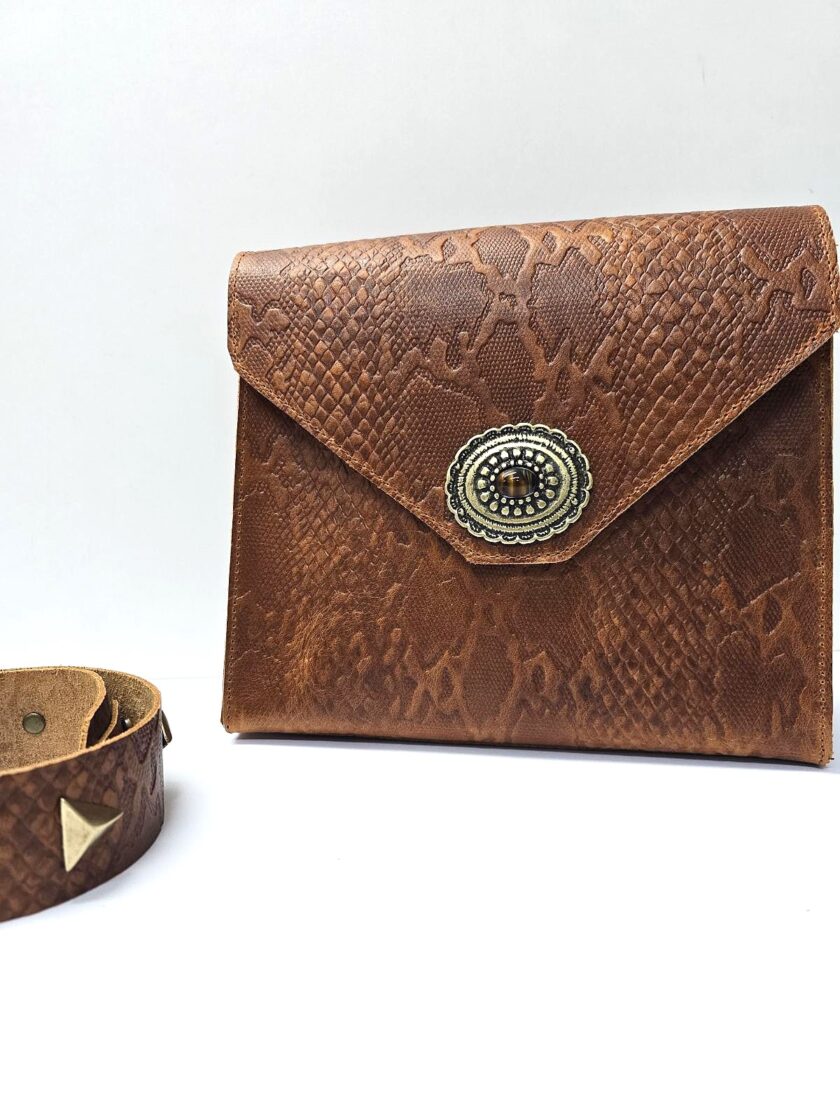 Danae Bag - Snake Effect Brown lovebyhands.gr