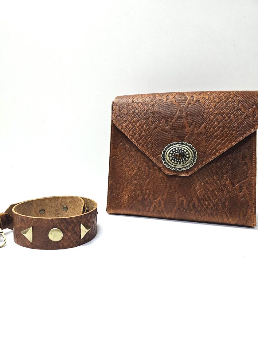 Danae Bag - Snake Effect Brown lovebyhands.gr