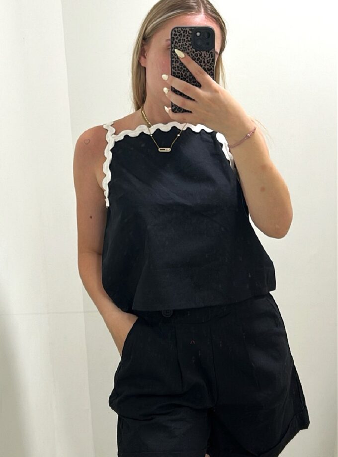 Black picunela strappy top lovebyhands.gr
