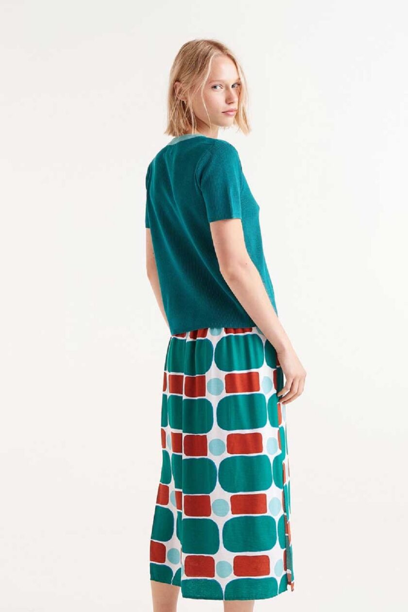 Pepper Mint print midi skirt lovebyhands.gr