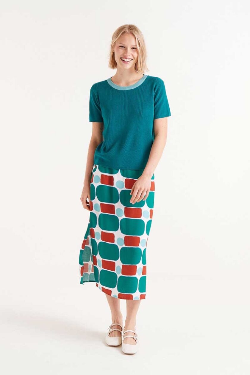 Pepper Mint print midi skirt lovebyhands.gr
