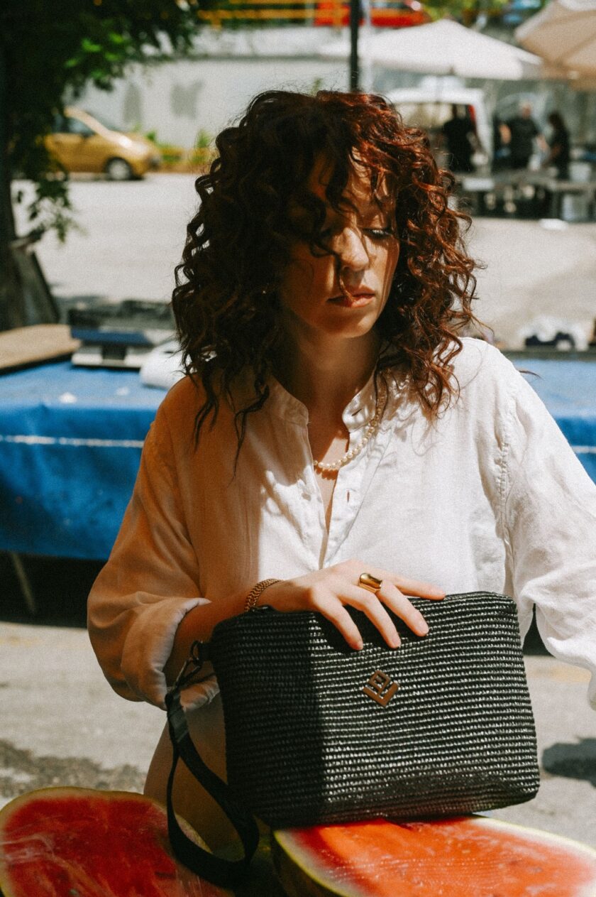 Necessaire Rafia Bag - Black lovebyhands.gr
