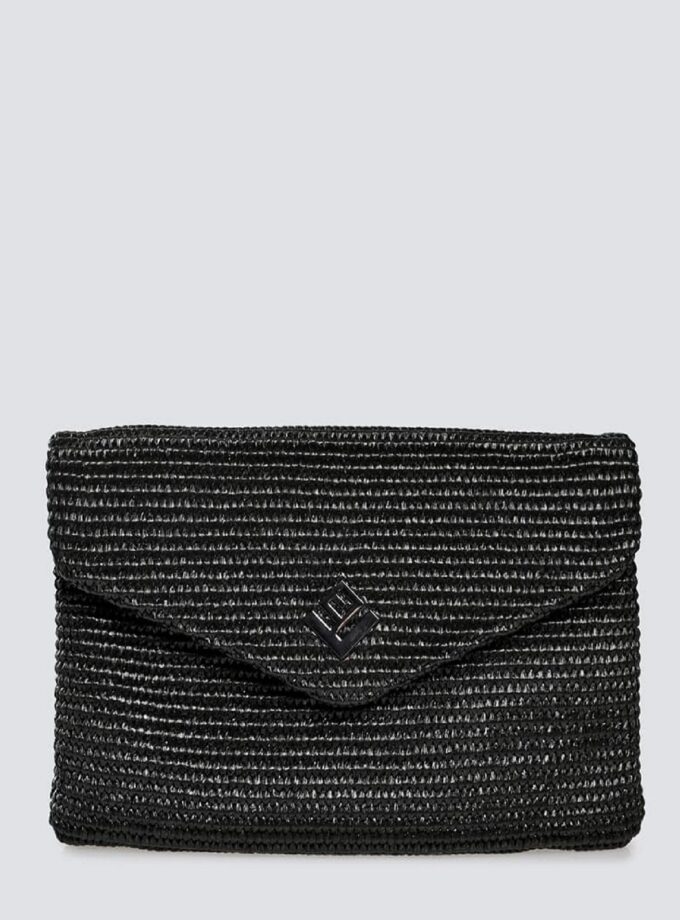 Cameo Rafia Bag - Black lovebyhands.gr