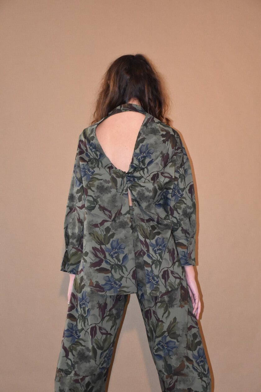 Jacket Washed Coloured Open Back - Khaki lovebyhands.gr