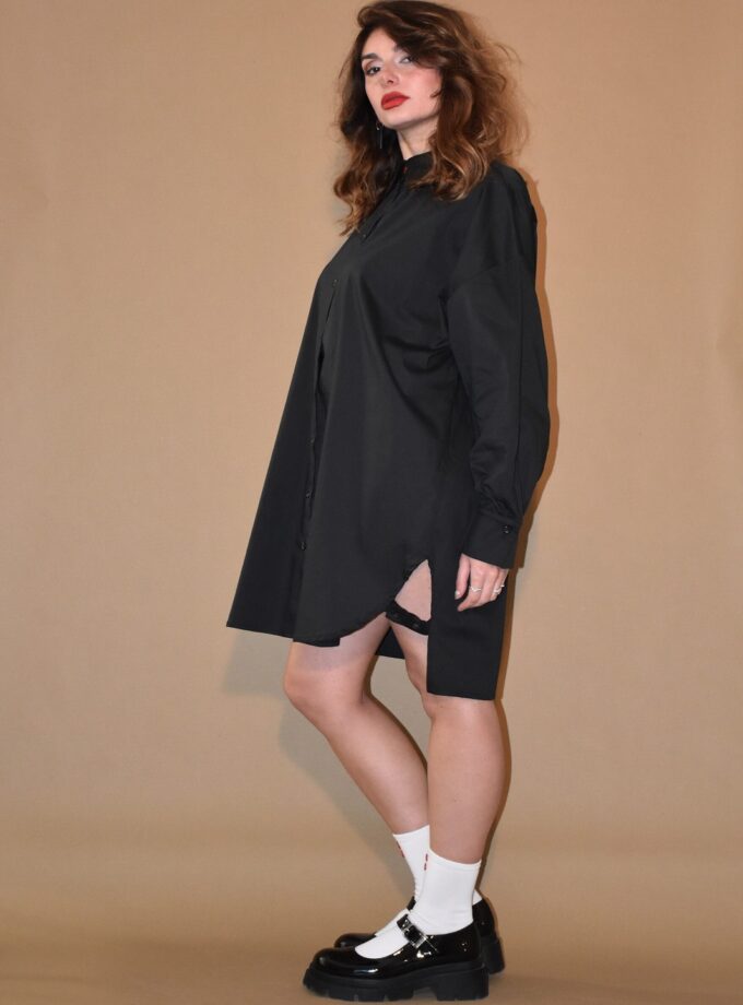 Side Buttons Dress - Black lovebyhands.gr