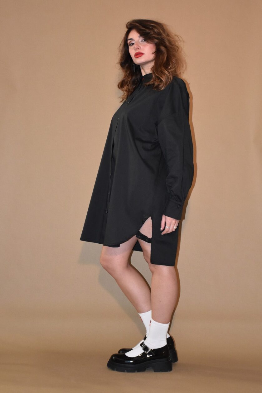 Side Buttons Dress - Black lovebyhands.gr