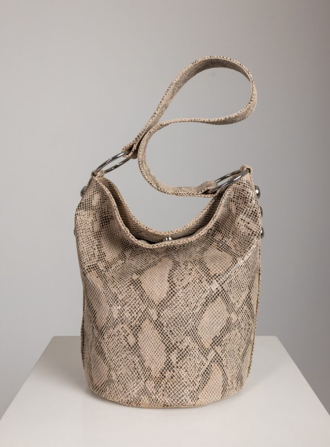 Sandra Bucketbag - Beige Python lovebyhands.gr