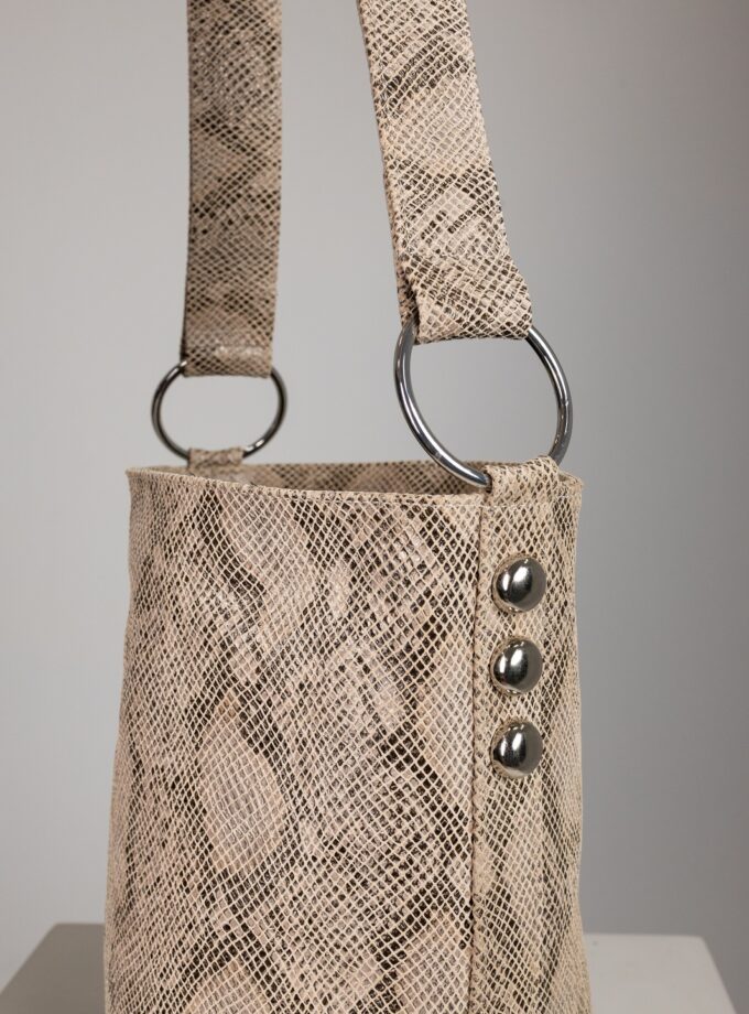 Sandra Bucketbag - Beige Python lovebyhands.gr