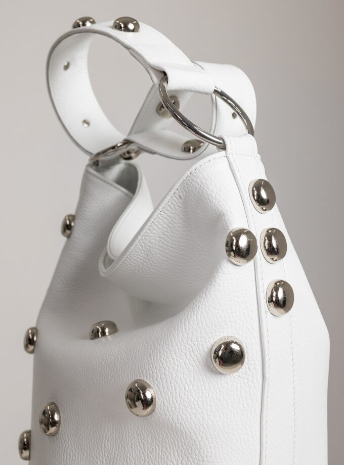 Sandra Bucketbag - White Studs lovebyhands.gr