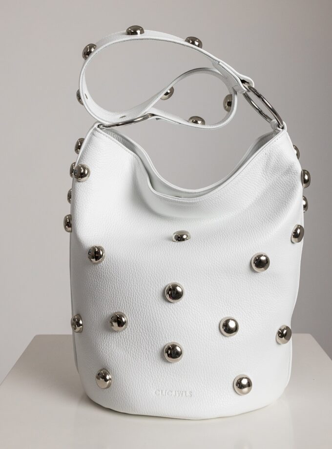 Sandra Bucketbag - White Studs lovebyhands.gr