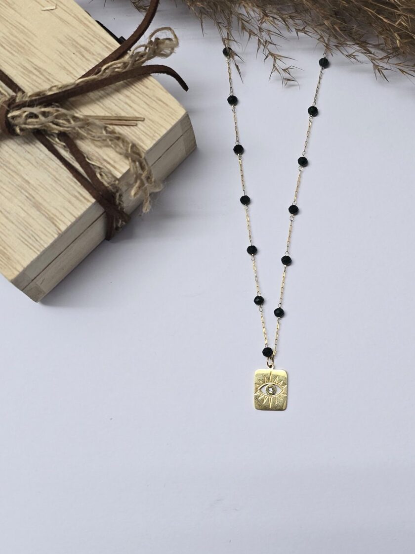 Gold Eye Necklace lovebyhands.gr