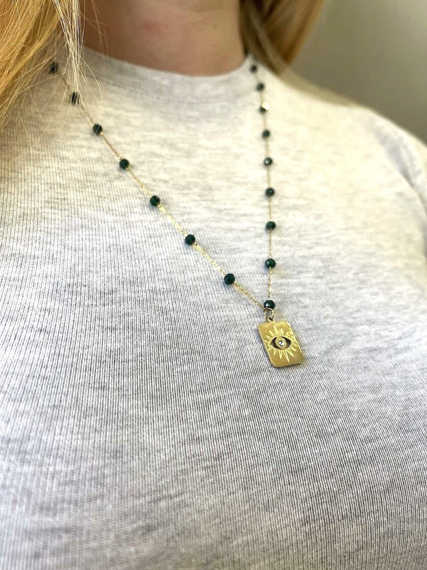 Gold Eye Necklace lovebyhands.gr