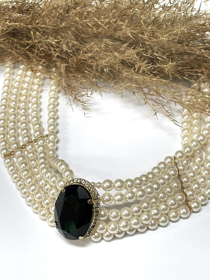 Andromeda Necklace - Dark Green Stone lovebyhands.gr