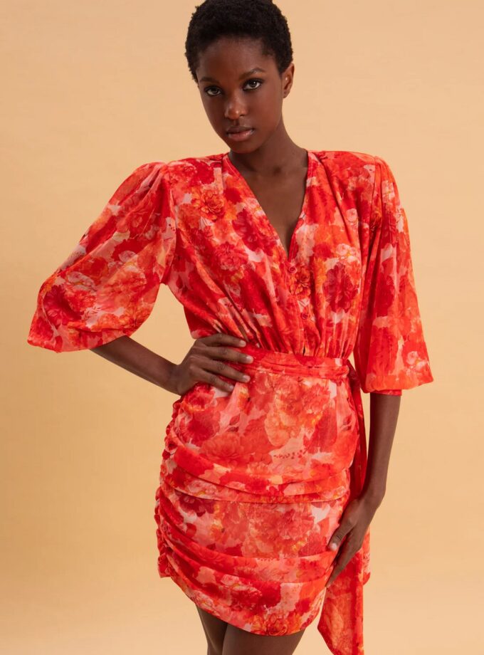 Sunset Dream Mini Dress With Gold Petals lovebyhands.gr