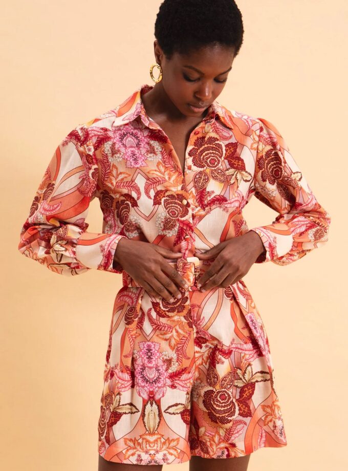 Floral Safari Linen Shirt lovebyhands.gr