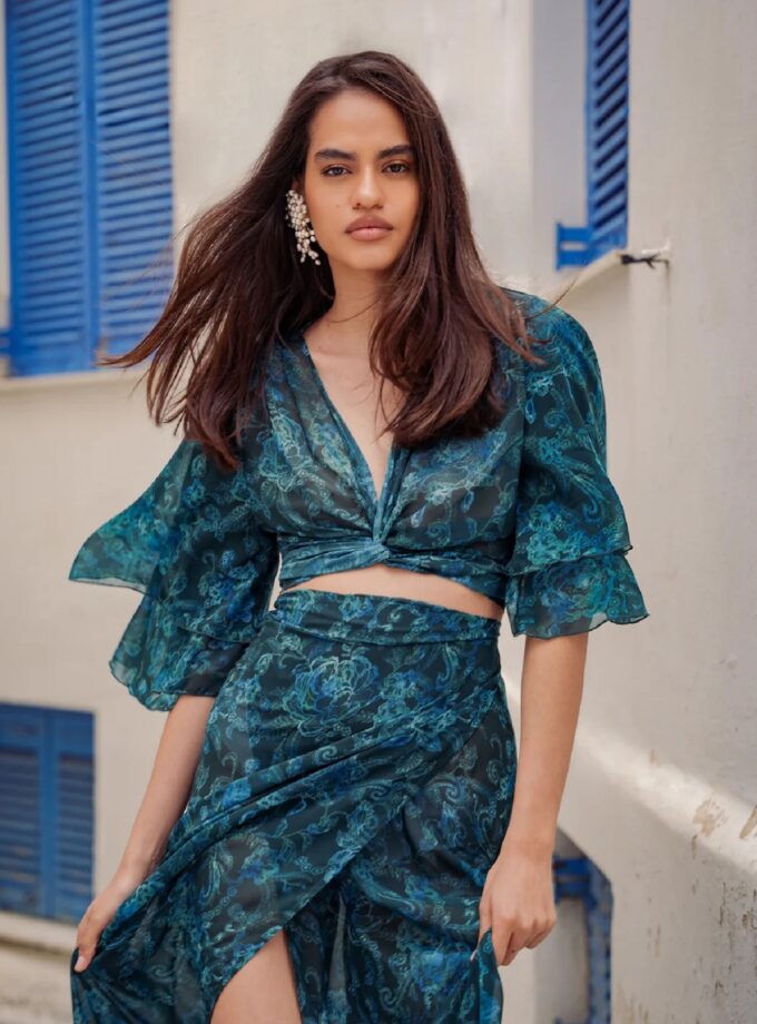 Teal Elegance Wrap Top lovebyhands.gr