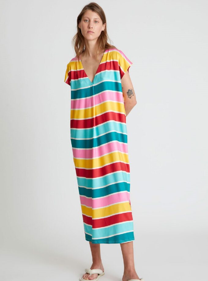 Colour Wave printed long kaftan lovebyhands.gr