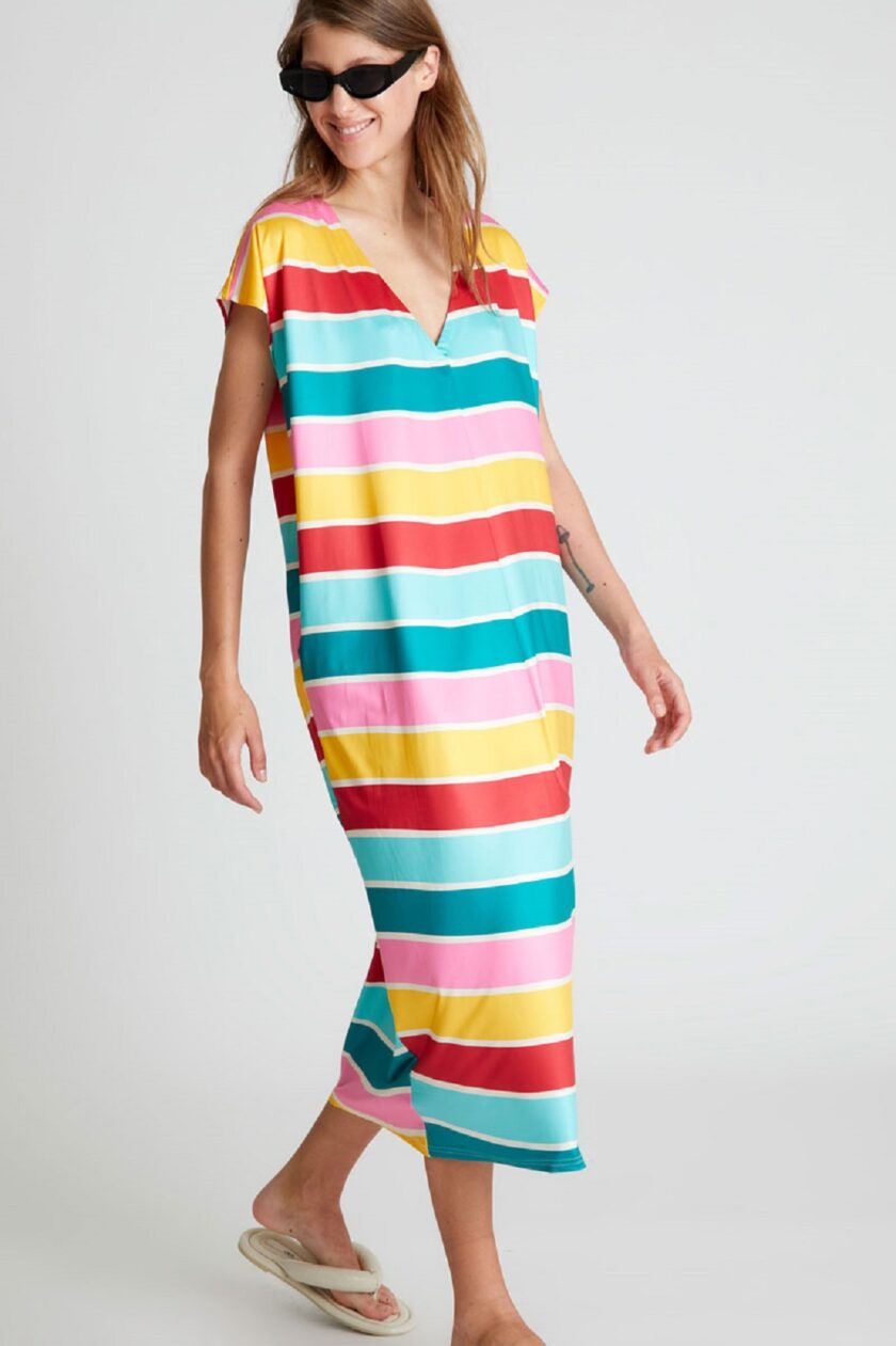 Colour Wave printed long kaftan lovebyhands.gr