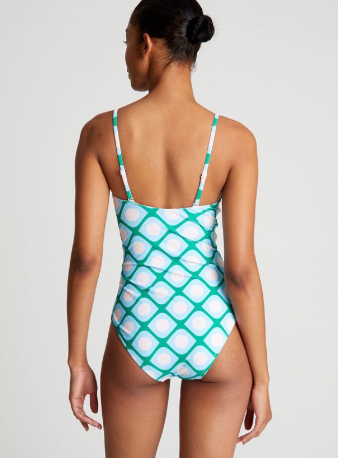 Poniente print straight neckline swimsuit lovebyhands.gr