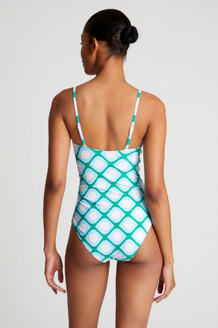 Poniente print straight neckline swimsuit lovebyhands.gr