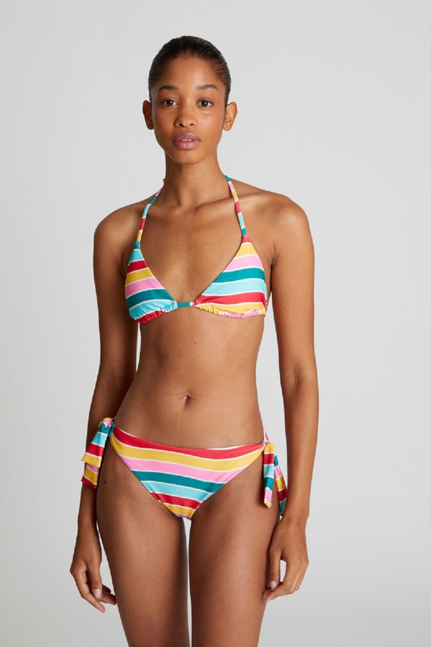 Colour Wave printed triangle bikini top lovebyhands.gr