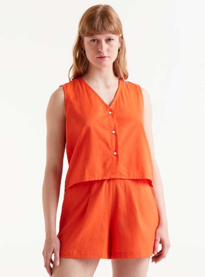 Orange Top With Buttons lovebyhands.gr