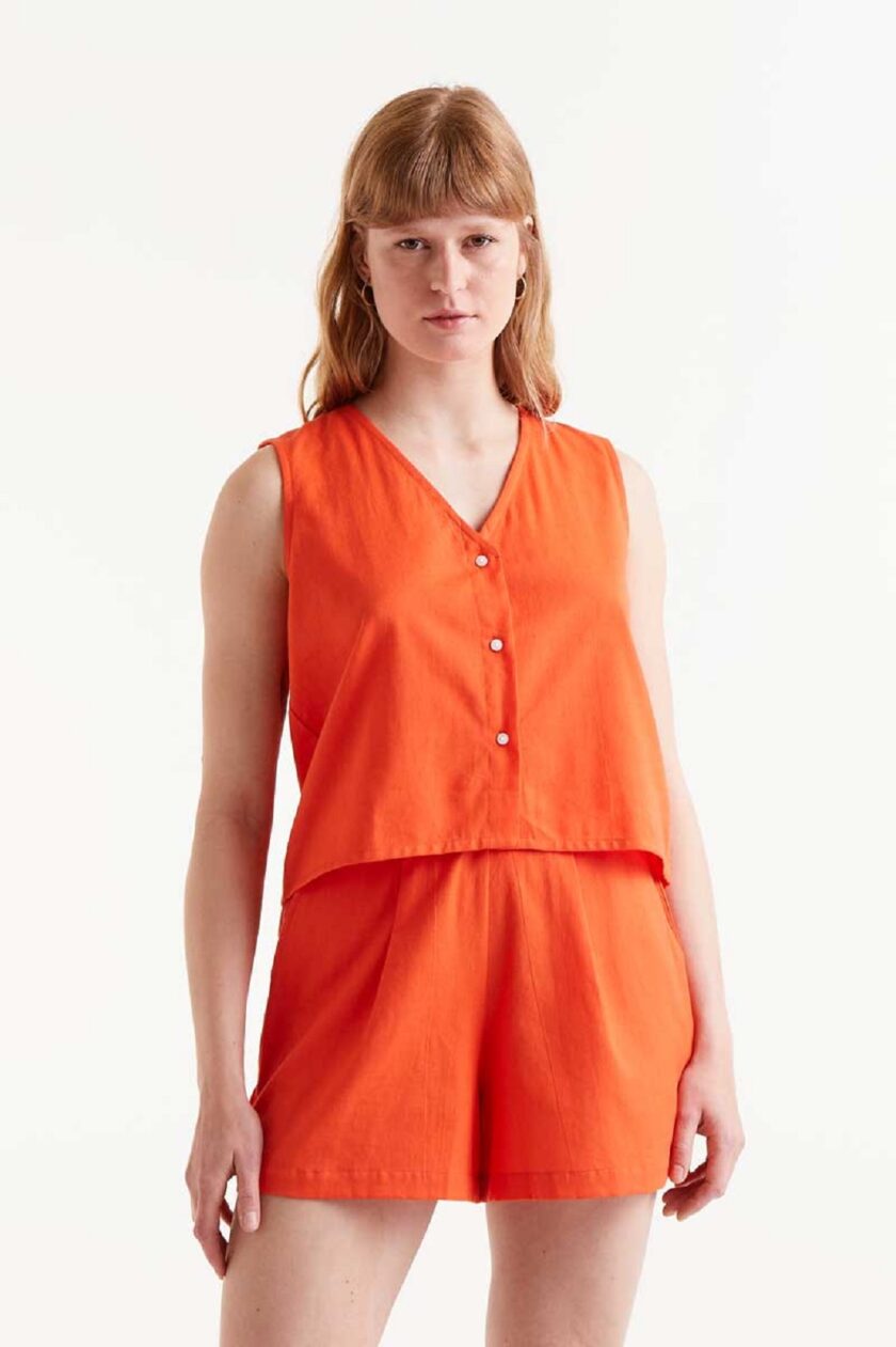Orange Top With Buttons lovebyhands.gr