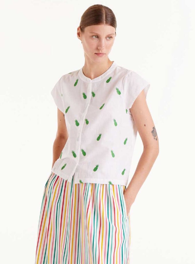 White Shirt With Pineapples lovebyhands.gr