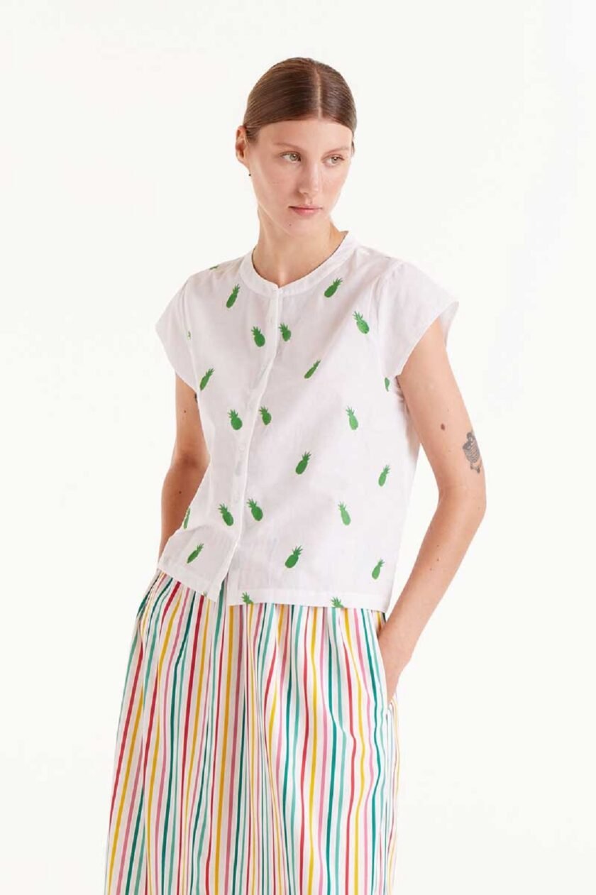 White Shirt With Pineapples lovebyhands.gr