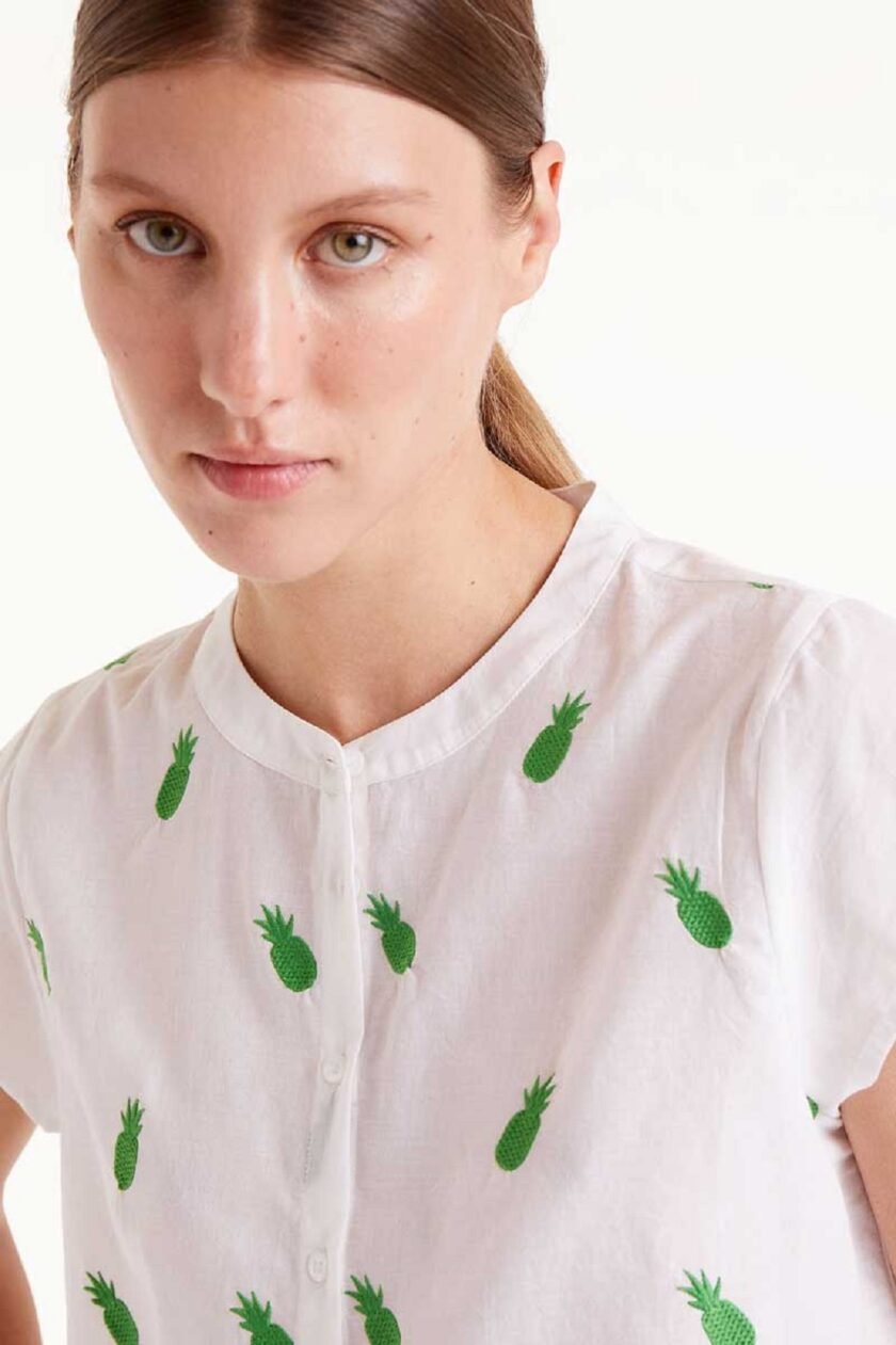 White Shirt With Pineapples lovebyhands.gr