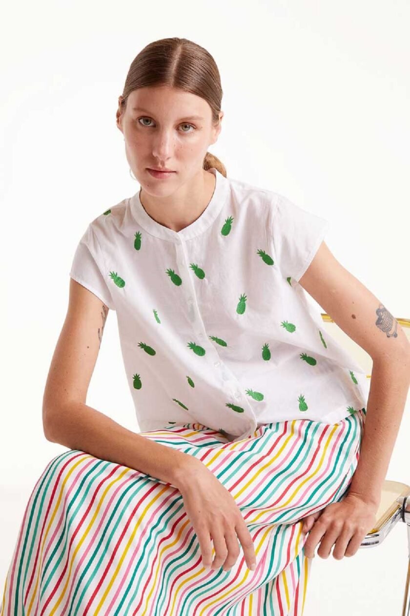 White Shirt With Pineapples lovebyhands.gr