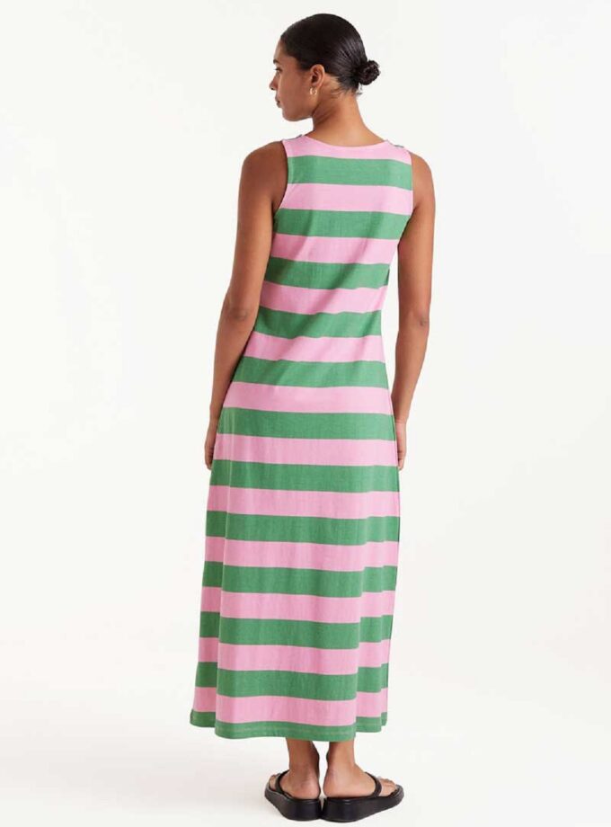 Green And Pink Long Dress lovebyhands.gr