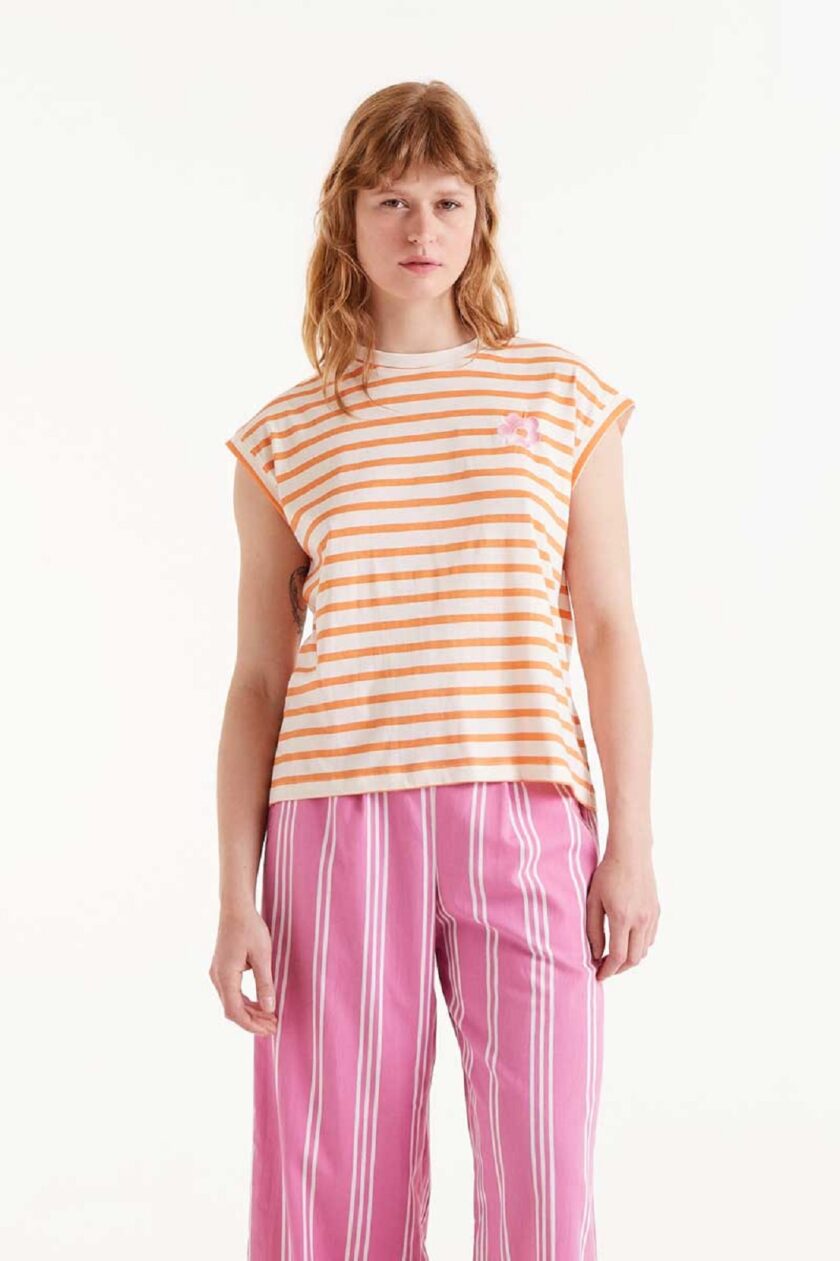 Stripes T-Shirt With Flower lovebyhands.gr