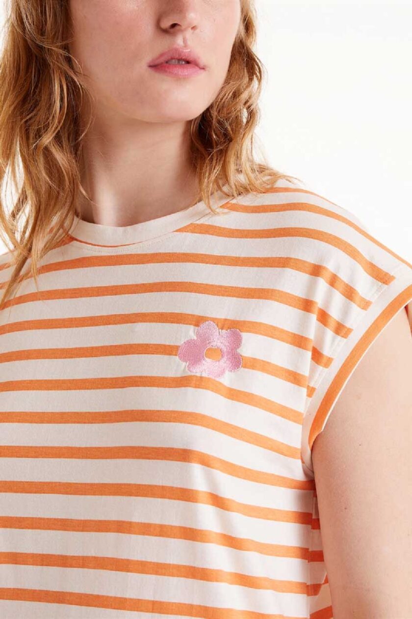 Stripes T-Shirt With Flower lovebyhands.gr