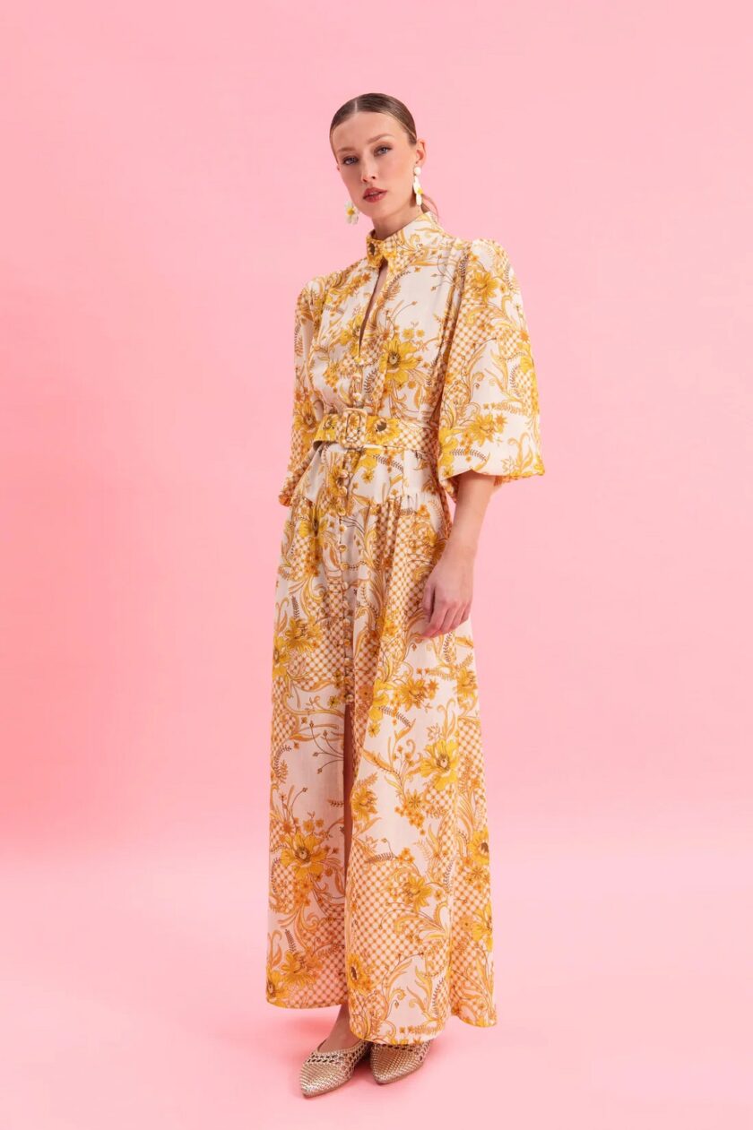 Marigold Midi Linen Dress lovebyhands.gr