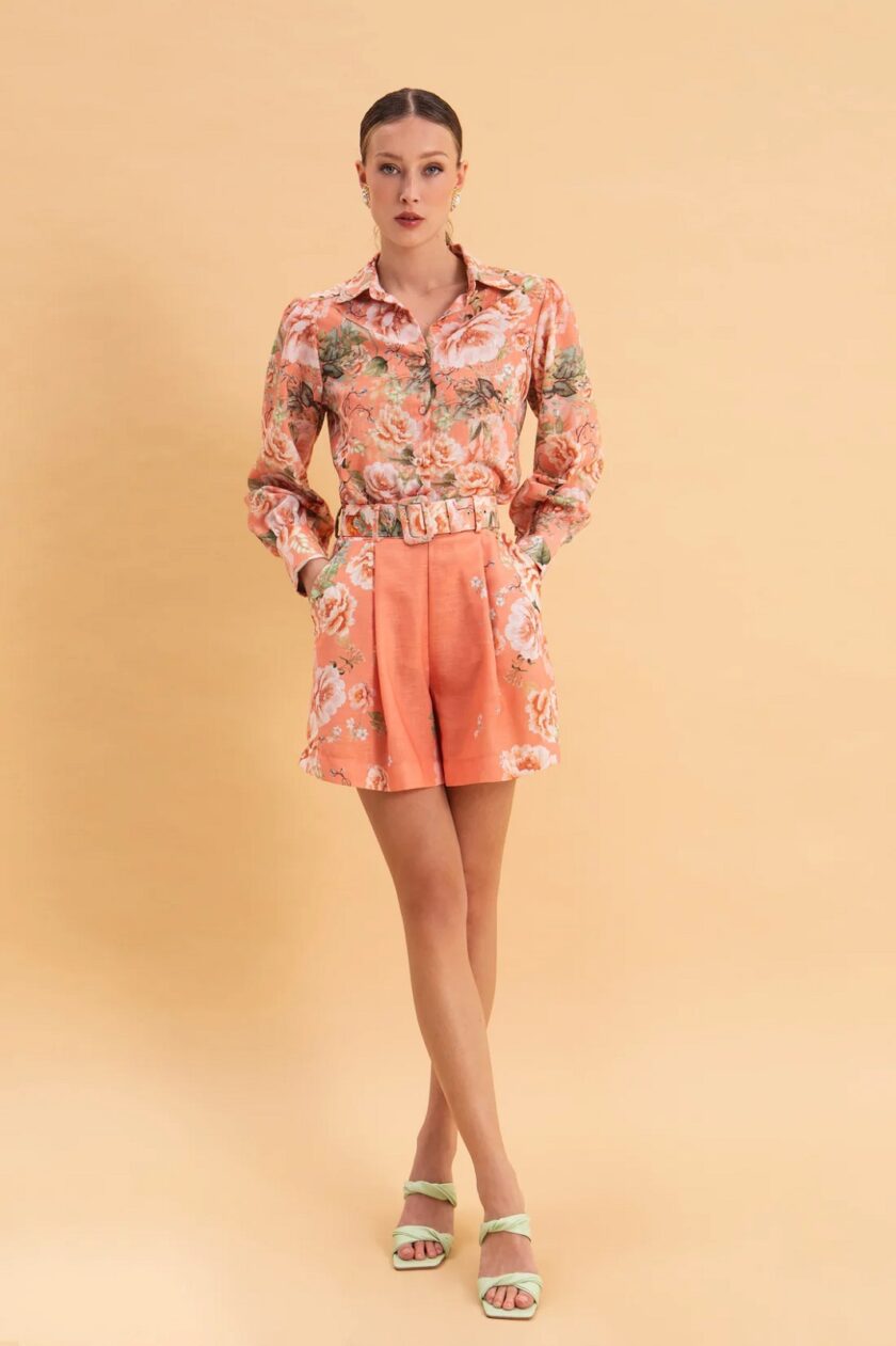 Peach Poetry Linen Shirt lovebyhands.gr