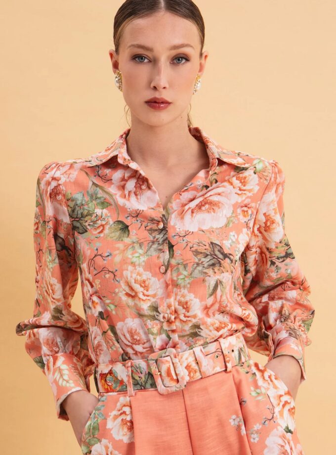 Peach Poetry Linen Shirt lovebyhands.gr