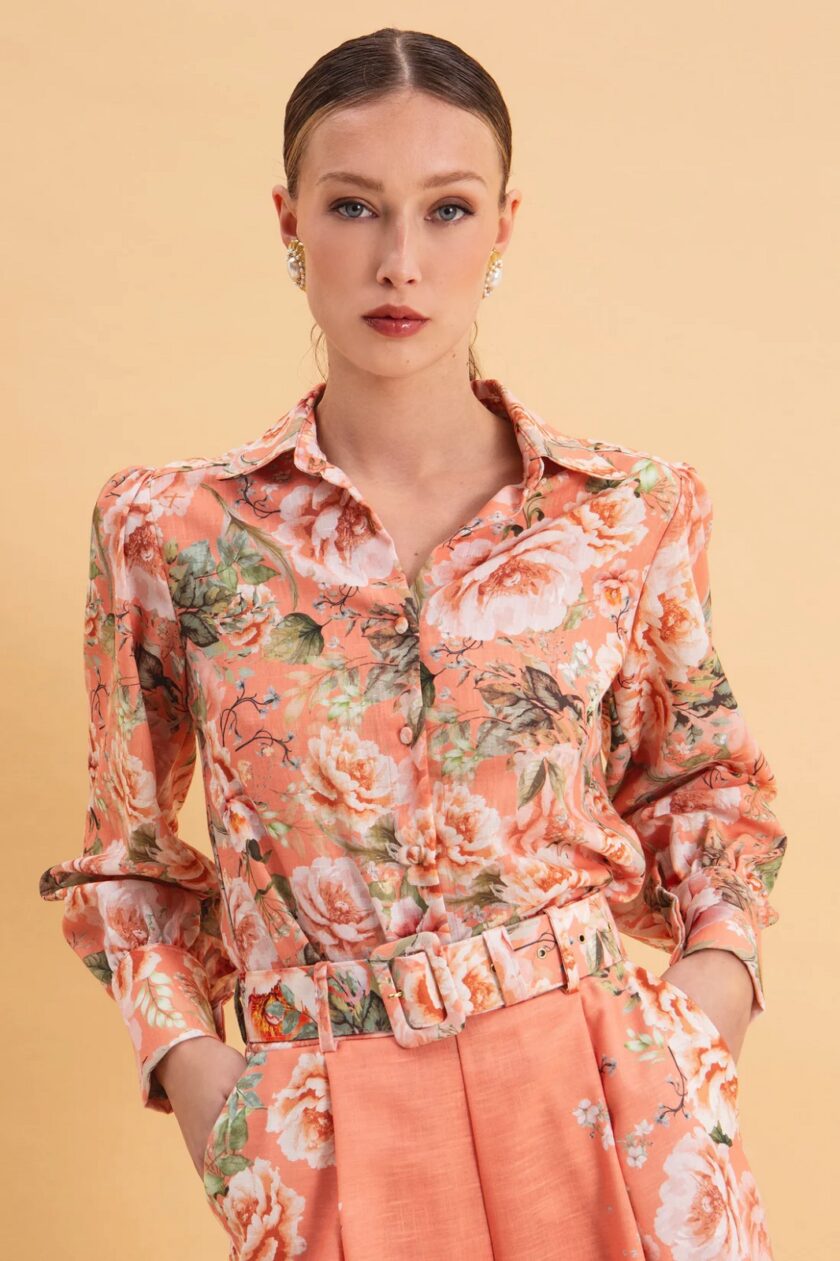Peach Poetry Linen Shirt lovebyhands.gr