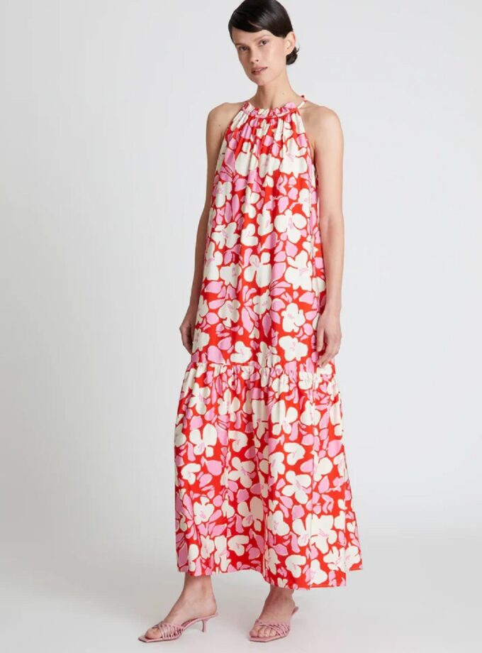 Tremezzo floral print halterneck long dress lovebyhands.gr
