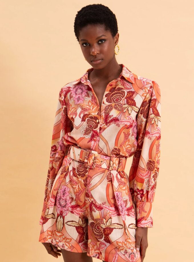 Floral Safari Linen Shirt lovebyhands.gr
